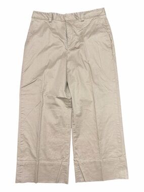 1901 Nordstrom Khaki High Waist Wide Leg Cropped Chino Trousers Size 14
